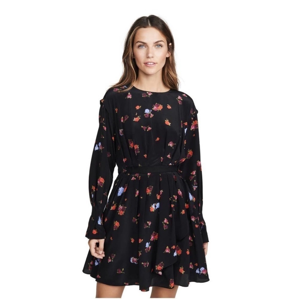 Jason Wu Floral Long Sleeve Blouson Mini Dress Size 12